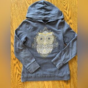Blue Gray Owl Graphic Size 7 Hooded Tpo
